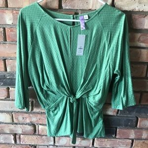 Francescas Green Textured Short Sleeve Top - Small